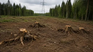 Исходное состояние участка перед удалением пней специалистами Arbori Culture.