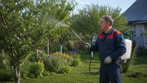 Специалисты Arbori Culture выполняют комплексную обработку садовых насаждений.