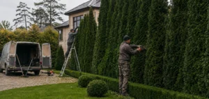 Формирование аккуратной живой изгороди специалистами Arbori Culture.