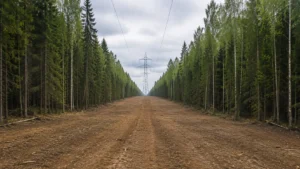 Просека под ЛЭП после завершения расчистки компанией Arbori Culture.
