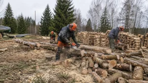 Распиловка древесины на дрова специалистами Arbori Culture с использованием профессионального оборудования.